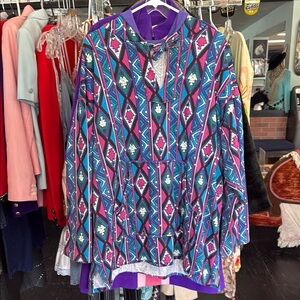 Colorful Geometric Patterned Women's Top no brand